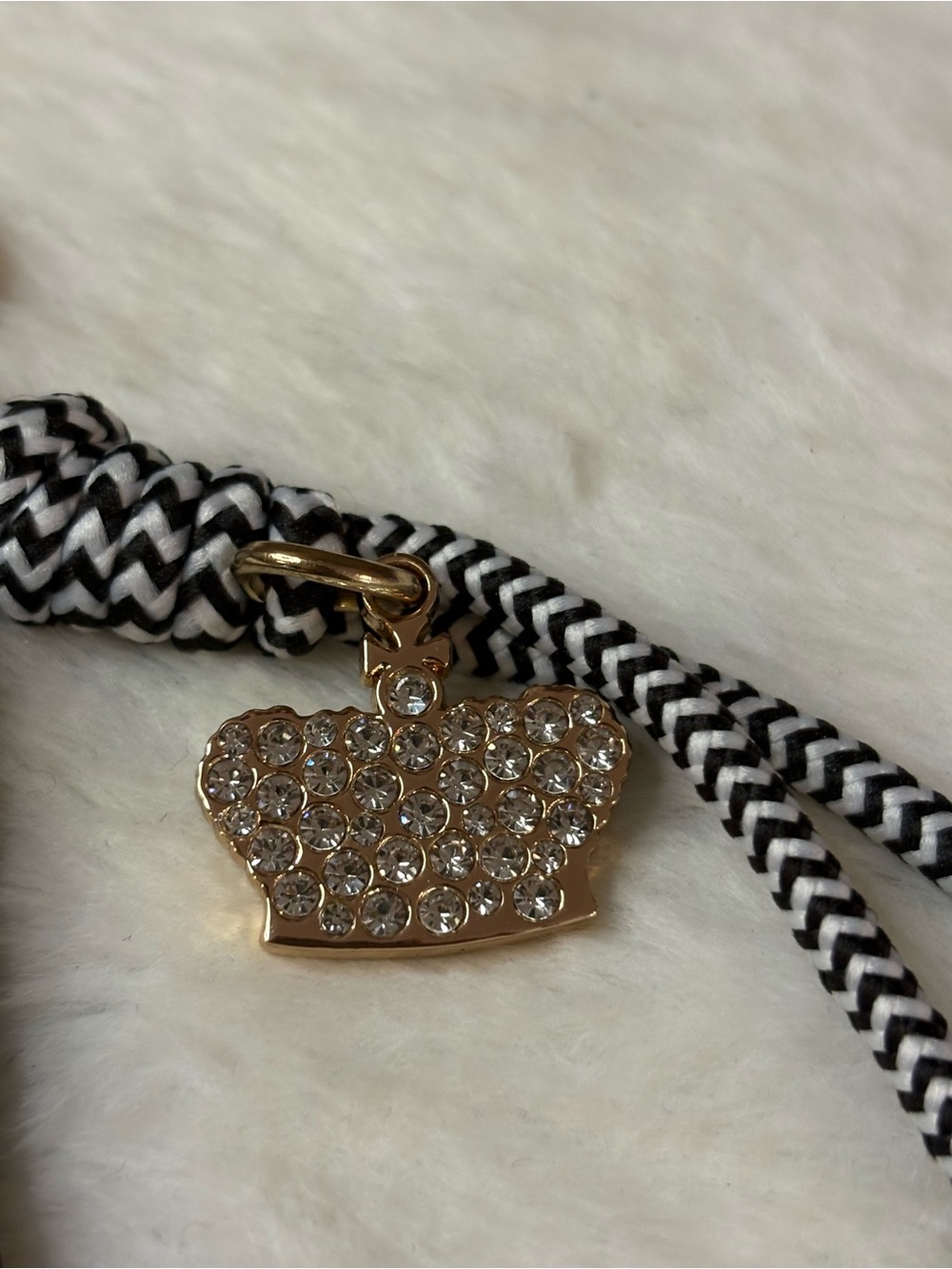 Juicy Couture Black & Gold Script Logo Keychain with Crystal Crown - Picture 3 of 5